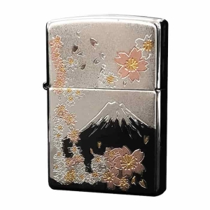ZIPPO 桜富士 スタンダード 電鋳板 クロームメッキ サテーナ仕上げ【お取り寄せ】