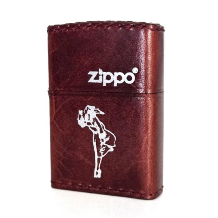 ZIPPO ウィンディガール レザー 金箔/銀箔押しブラック/ダークブラウン/ライトブラウン/レッド【お取り寄せ】