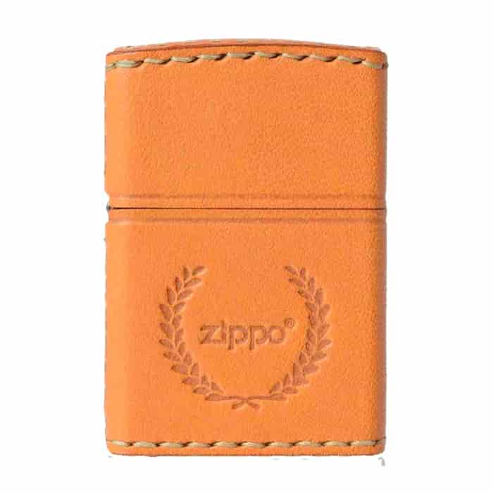 ZIPPO レザー 月桂樹ZIPPOロゴ ダメージレッド/ライトブラウン/ダークブラウン/ブラック スタンダード 本革巻き 牛革【お取り寄せ】