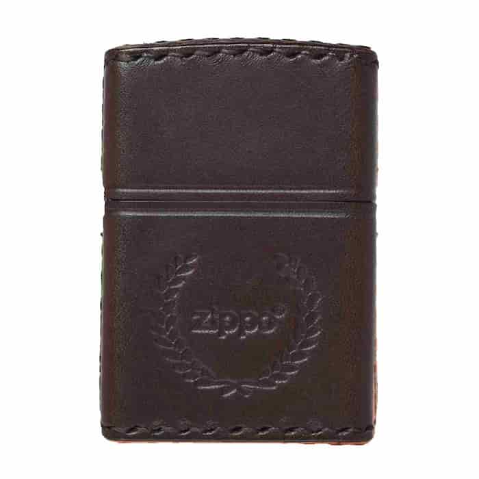 ZIPPO レザー 月桂樹ZIPPOロゴ ダメージレッド/ライトブラウン/ダークブラウン/ブラック スタンダード 本革巻き 牛革【お取り寄せ】