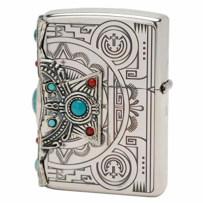 ZIPPO インディアンスピリット ターコイズ・珊瑚使用 シルバークロス【お取り寄せ】