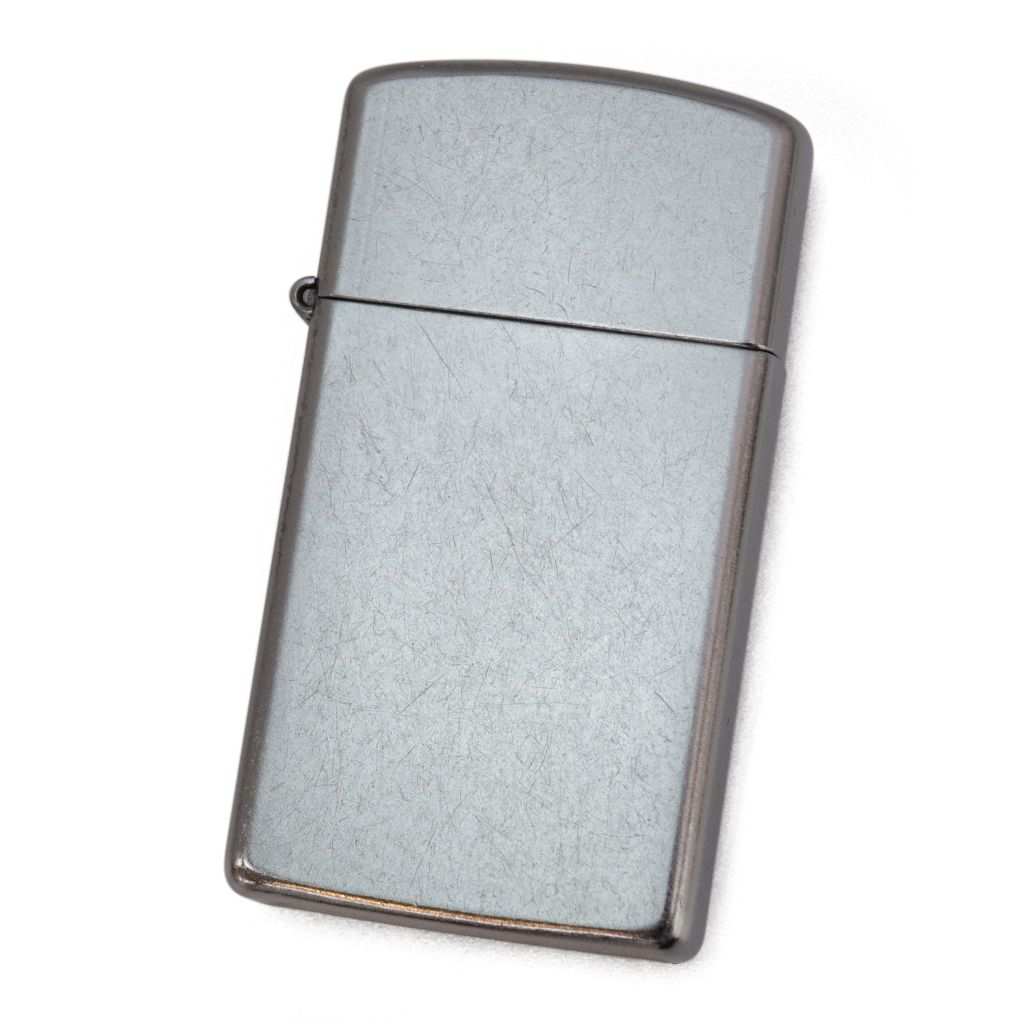 ZIPPO #1607 スリムケース 無地 クロームメッキ バレル仕上げ【お取り寄せ】